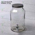 8L geprägtes Glas Saft Getränkebecher mit Hahn / Big Capacity Glas Mason Jar mit Scale